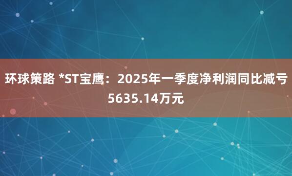 环球策路 *ST宝鹰：2025年一季度净利润同比减亏5635.14万元
